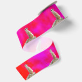 Rood- en roze Meerkat-ontwerp Satijnen Lint (Achterkant)