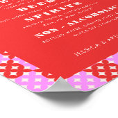 Rood en Roze Midcentury Mod Bruiloft Bar Drink Men Poster (Hoek)