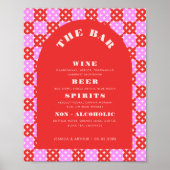 Rood en Roze Midcentury Mod Bruiloft Bar Drink Men Poster (Voorkant)