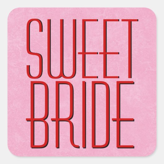 Rood en Roze Moderne ZOETE BRUID Vierkante Sticker (Voorkant)