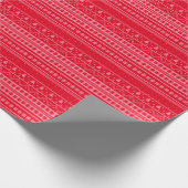 Rood en roze noords kerstpatroon cadeaupapier (Hoek)