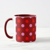 Rood en Roze op Maroon Stippen Design Mok (Links)
