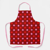 Rood en Roze op Maroon Stippen Design Schort (Voorkant)