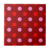 Rood en Roze op Maroon Stippen Design Tegeltje (Voorkant)
