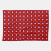 Rood en Roze op Maroon Stippen Design Theedoek (Horizontaal)