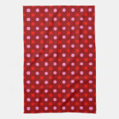 Rood en Roze op Maroon Stippen Design Theedoek (Verticaal)