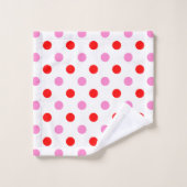 Rood en Roze op Wit Stippen Design Bad Handdoek (Wasdoekje)
