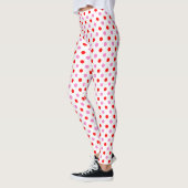 Rood en Roze op Wit Stippen Design Leggings (Links)