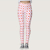 Rood en Roze op Wit Stippen Design Leggings (Voorkant)