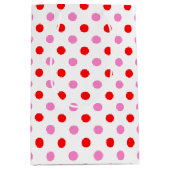 Rood en Roze op Wit Stippen Design  Medium Cadeauzakje (Voorkant)