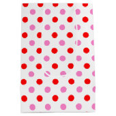 Rood en Roze op Wit Stippen Design  Medium Cadeauzakje (Achterkant)