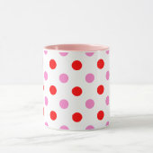 Rood en Roze op Wit Stippen Design Mok (Midden)