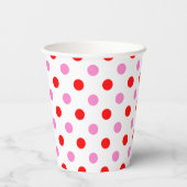 Rood en Roze op Wit Stippen Design Papieren Bekers (Achterkant)