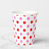 Rood en Roze op Wit Stippen Design Papieren Bekers (Rechts)