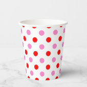Rood en Roze op Wit Stippen Design Papieren Bekers (Voorkant)