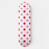 Rood en Roze op Wit Stippen Design Persoonlijk Skateboard (Voorkant)