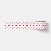 Rood en Roze op Wit Stippen Design Satijnen Lint (Voorkant)