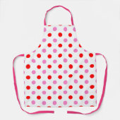 Rood en Roze op Wit Stippen Design Schort (Voorkant)