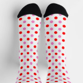 Rood en Roze op Wit Stippen Design Sokken (Top)