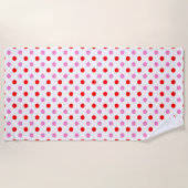 Rood en Roze op Wit Stippen Design Strandlaken (Voorkant)