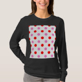 Rood en Roze op Wit Stippen Design T-shirt (Voorkant)