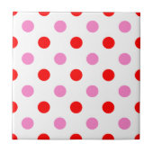 Rood en Roze op Wit Stippen Design Tegeltje (Voorkant)