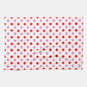 Rood en Roze op Wit Stippen Design Theedoek (Horizontaal)