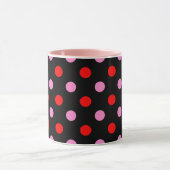 Rood en Roze op Zwarte Stippen Design Mok (Midden)