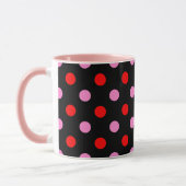 Rood en Roze op Zwarte Stippen Design Mok (Links)