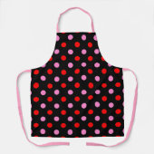 Rood en Roze op Zwarte Stippen Ontwerp Schort (Voorkant)