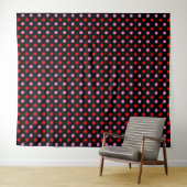 Rood en Roze op Zwarte Stippen Ontwerp Wandkleed (In Situ (horizontaal))