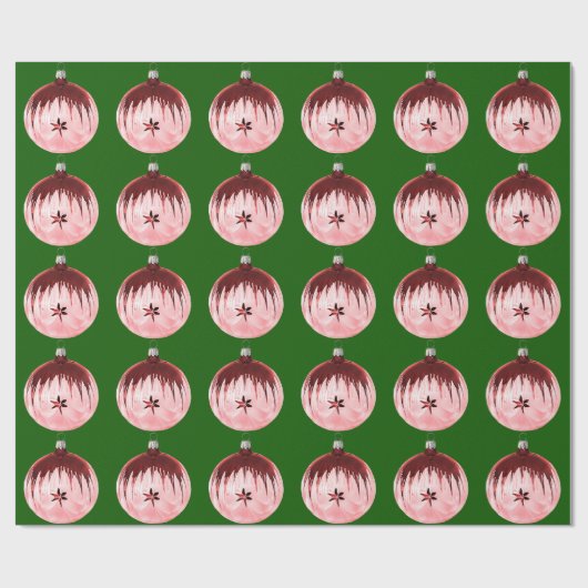 Rood en roze Ornament groen inpakpapier (Vlak)