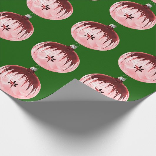 Rood en roze Ornament groen inpakpapier (Hoek)