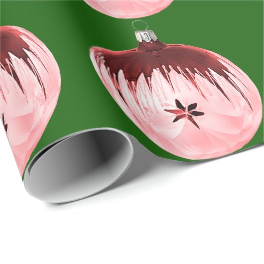 Rood en roze Ornament groen inpakpapier (Rol Hoek)