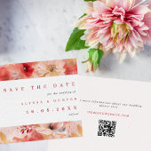 Rood en roze Painterly Floral QR Code Weddenschap Save The Date