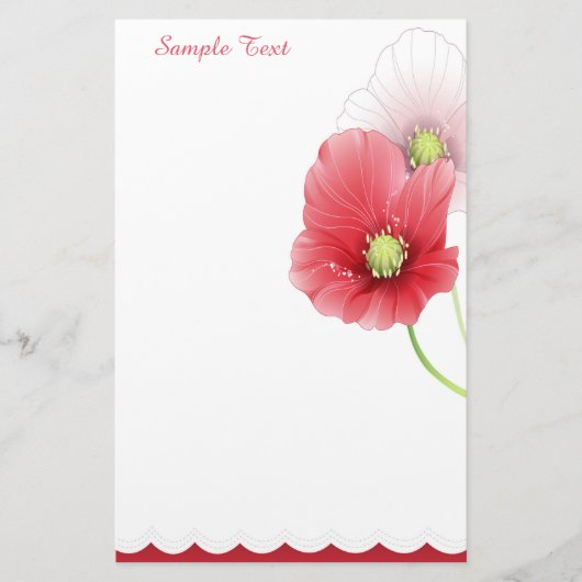 Rood en roze papavers briefpapier (Voorkant)