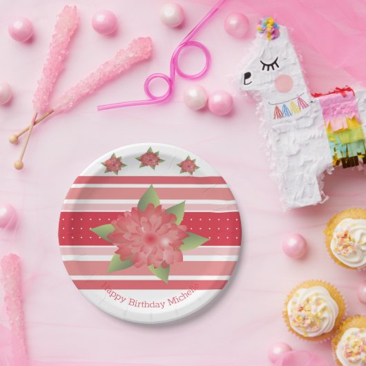 Rood en roze papieren bordje (Feest)