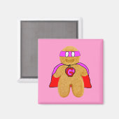 Rood en roze peperkoek man super held magneet (Voorkant / Achterkant)