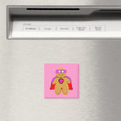 Rood en roze peperkoek man super held magneet (Insitu (Vaatwasser))