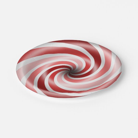 Rood- en roze peppermint-cirkels 7-inch Bord (Gekanteld)