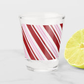 Rood- en roze peppermint shot glas (Voorkant)
