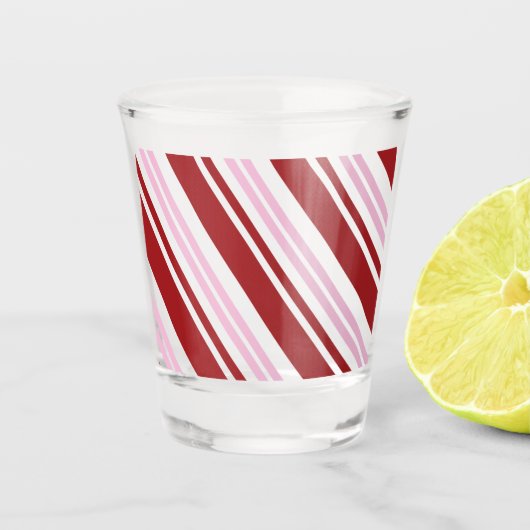 Rood- en roze peppermint shot glas (Voorkant)
