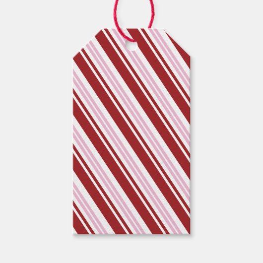 Rood- en roze peppermint Stripe Cadeaulabel (Voorkant)