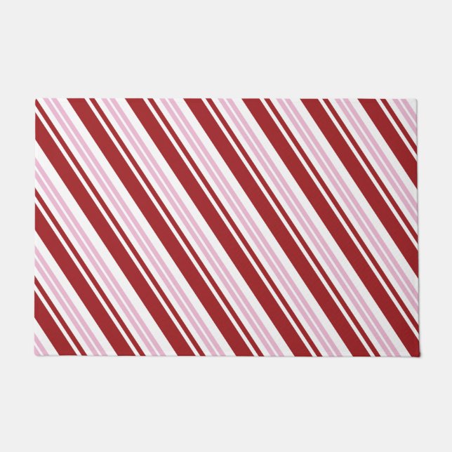 Rood- en roze peppermint Stripe Deurmat (Voorkant)