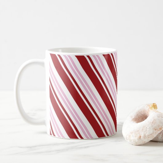 Rood- en roze peppermint Stripe Koffiemok (Met donut)