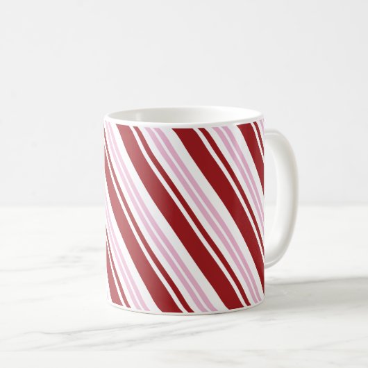 Rood- en roze peppermint Stripe Koffiemok (Voorkant rechts)