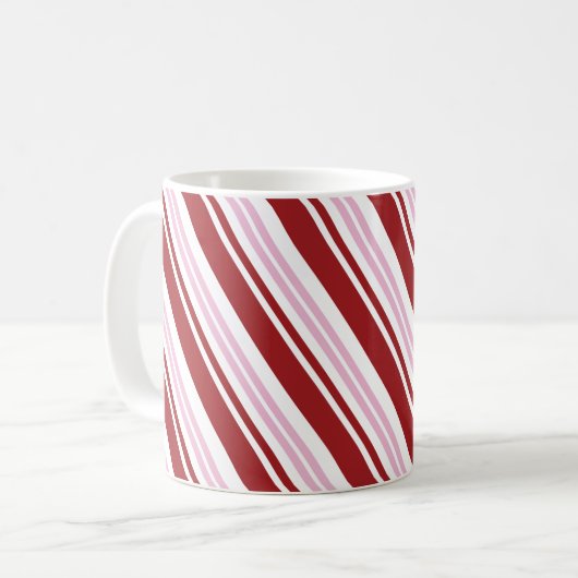 Rood- en roze peppermint Stripe Koffiemok (Voorkant links)