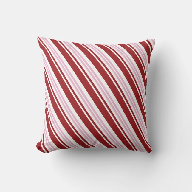 Rood- en roze peppermint Stripe Kussen (Voorkant)