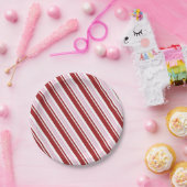 Rood- en roze peppermint Stripe Papieren Bordje (Feest)