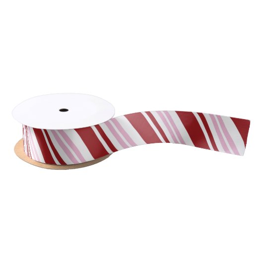 Rood- en roze peppermint Stripe Satijnen Lint (Spoel)